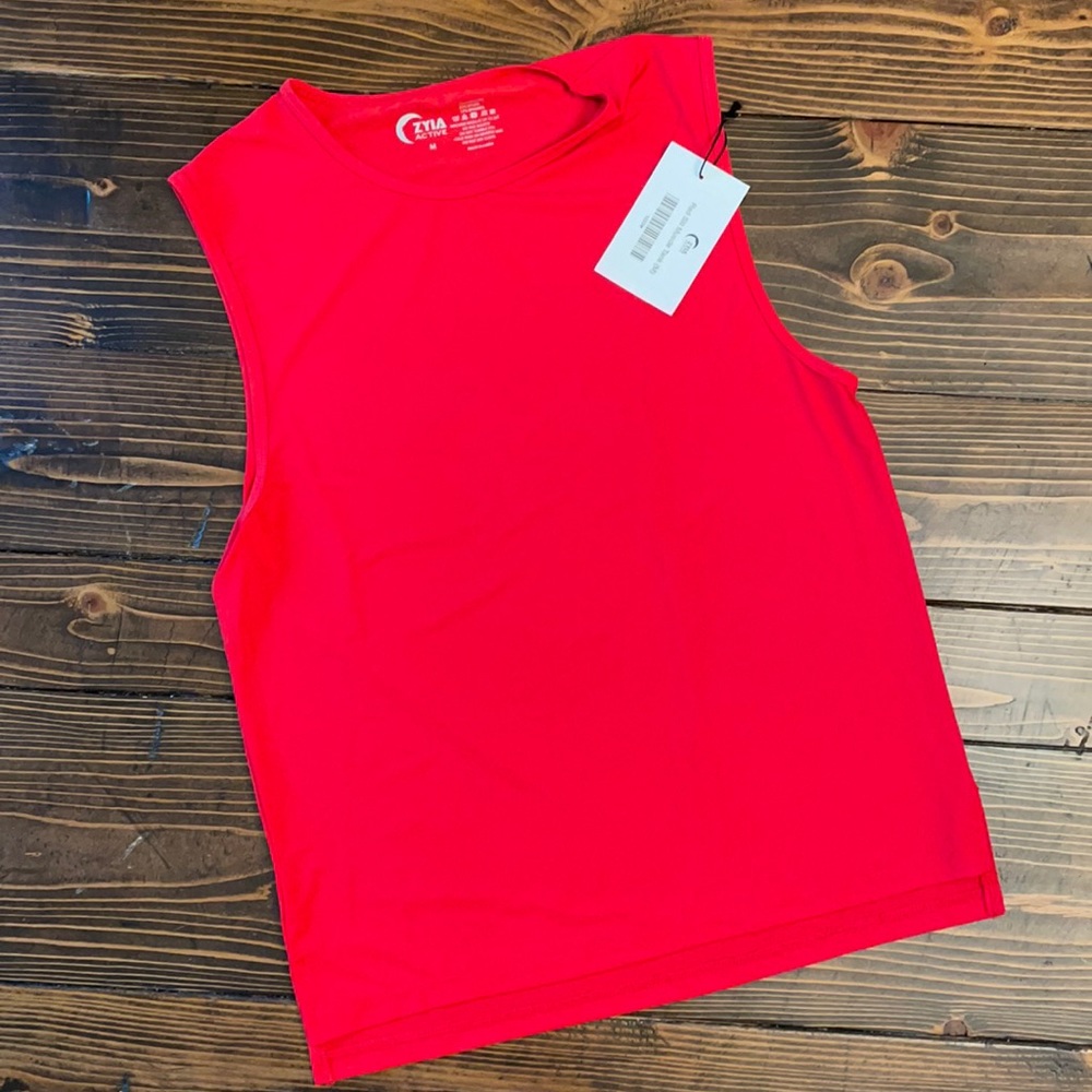 NWT ZYIA Red Slit Muscle Tank